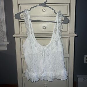 Zara White Eyelet Tank Top